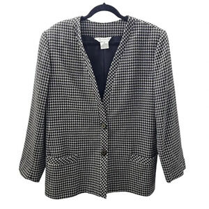 Austin Reed Women's Weaved Tweed Collarless Jacket Two Button Lined Blazer Sz 14